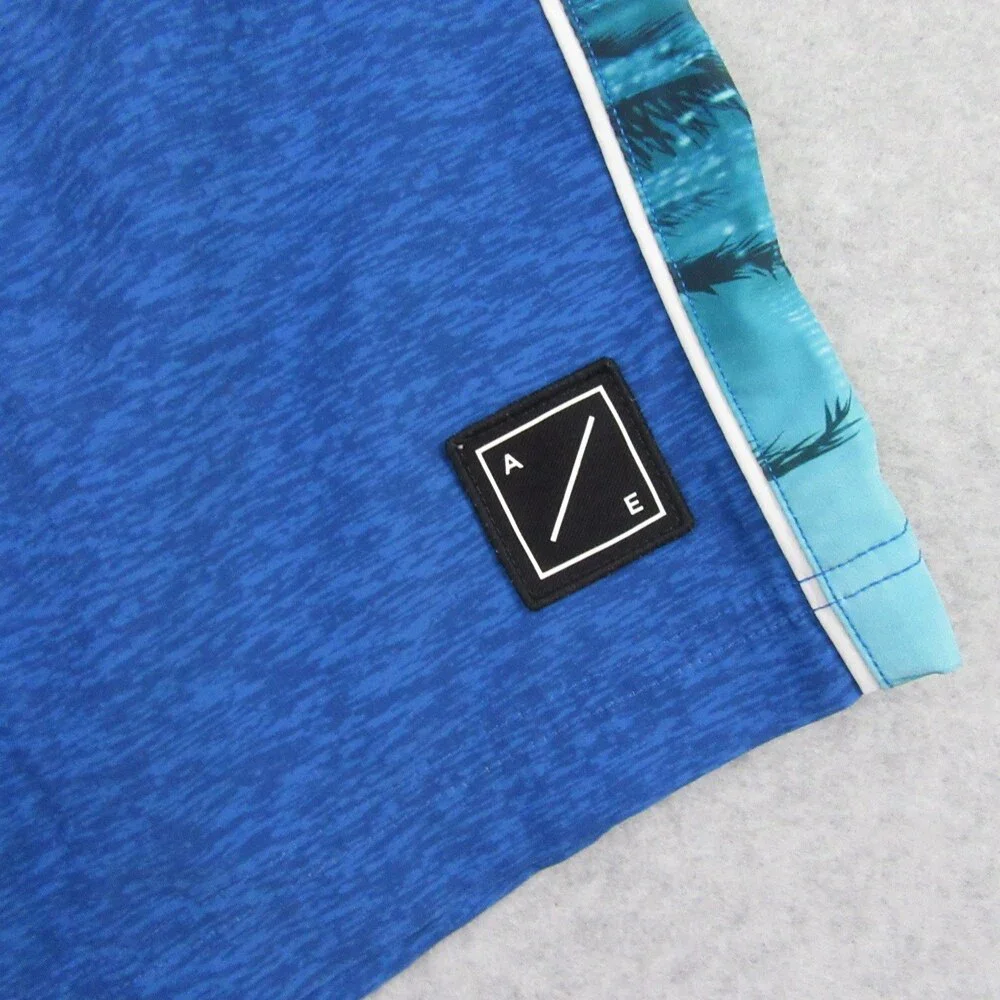 American Eagle Mens Swim Trunks M x 9 Blue Stretch Polyester Zipper Pockets‎
